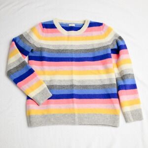 J. Crew Teddie Sweater Women XS/S Colorful Striped Crewneck Preppy Grandmacore